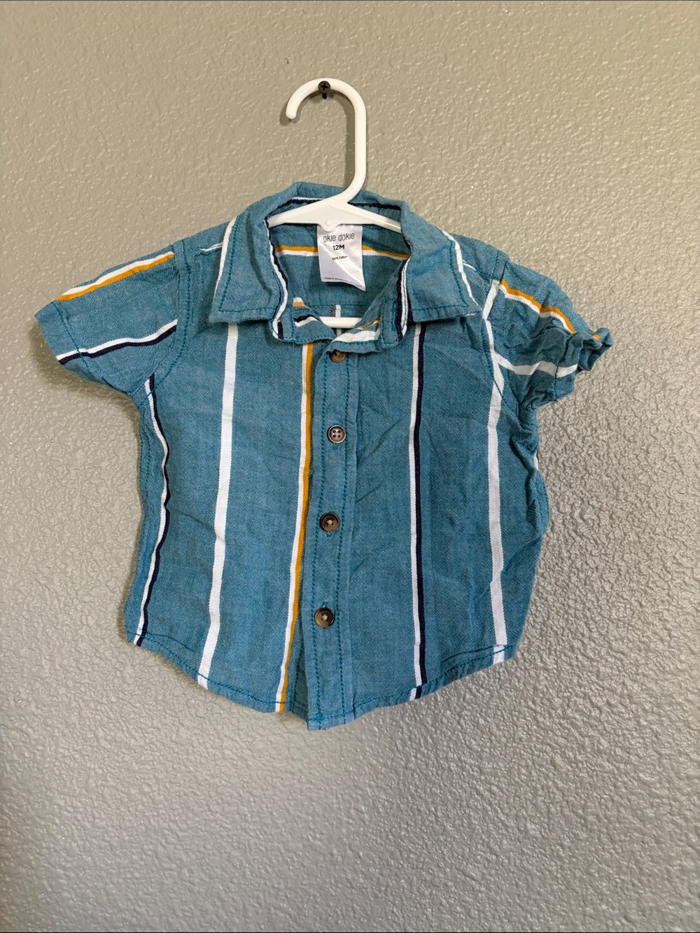 Teal Striped Short-Sleeve Button-Down Shirt